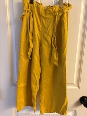 Girl’s Mustard Yellow Paperbag Waist Wide Leg pants
